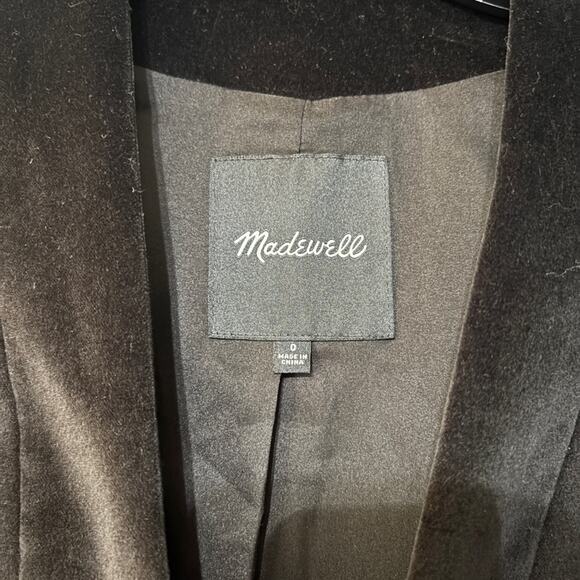 Madewell Black Velvet Single Button Collarless Blazer 0 - Picture 6 of 6